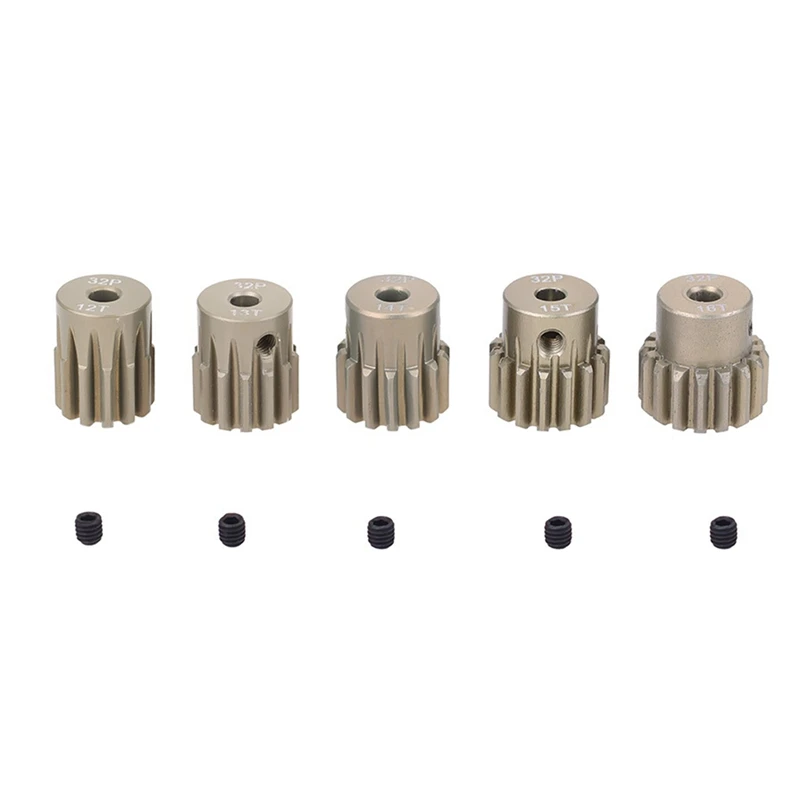 

ROCKET 5Pcs 32DP 3.175Mm Metal Pinion Motor Gear Set For 1/10 RC Car Truck