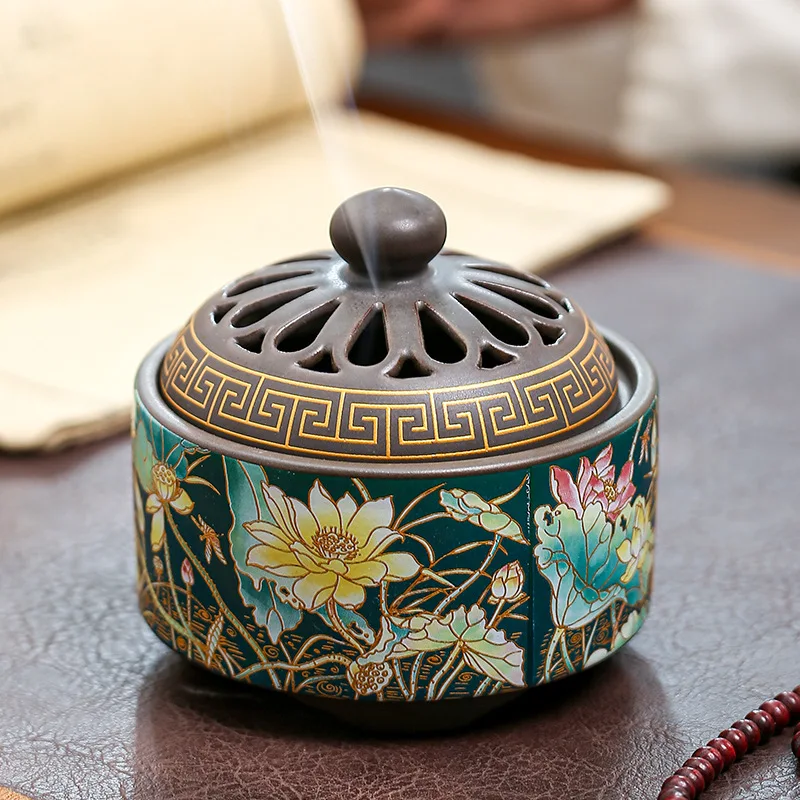 

Lotus Candle Holder Incense Stand Zen Garden Aromatherapy Smell Distributor Decoration Home Decor Buddha Censer Smoke Waterfall