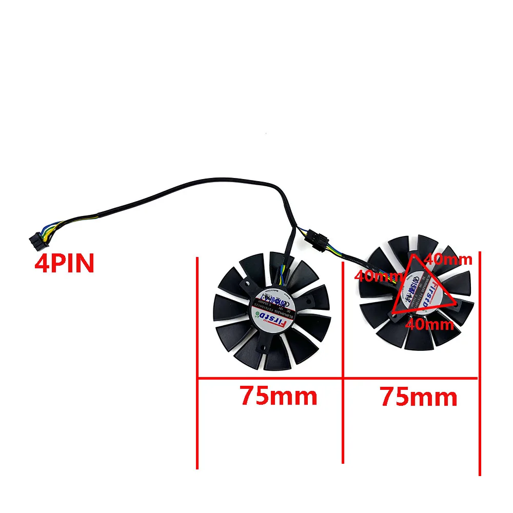 НОВЫЙ 75 мм 4-контактный вентилятор FD7010H12S EX-GTX 1050Ti для графического процессора ASUS