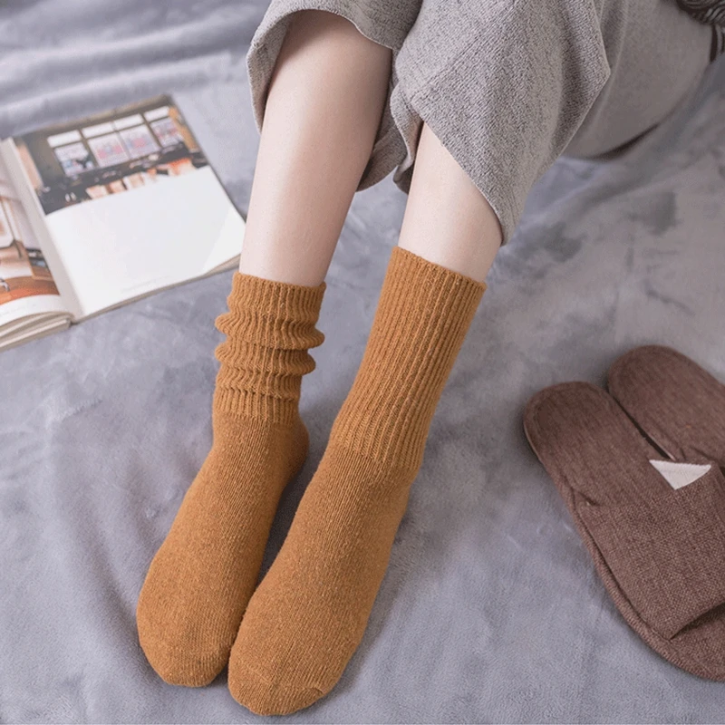 Зимние Женские однотонные теплые носки ультратолстые женские домашние