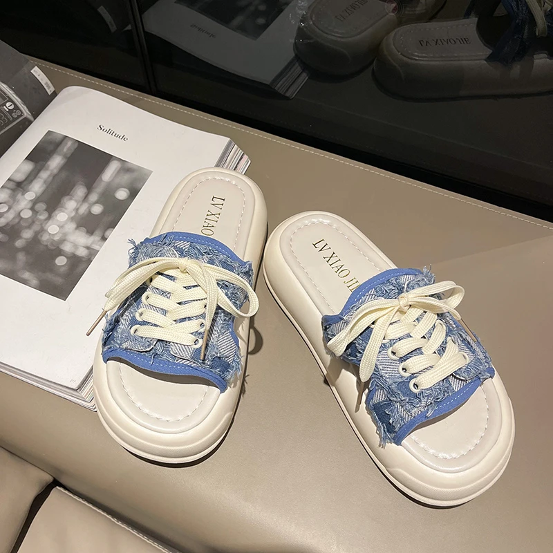 

Flat Shoes Female Ladies' Slippers Platform Summer Clogs Woman Heeled Mules Luxury Slides Pantofle Beach High Designer Soft