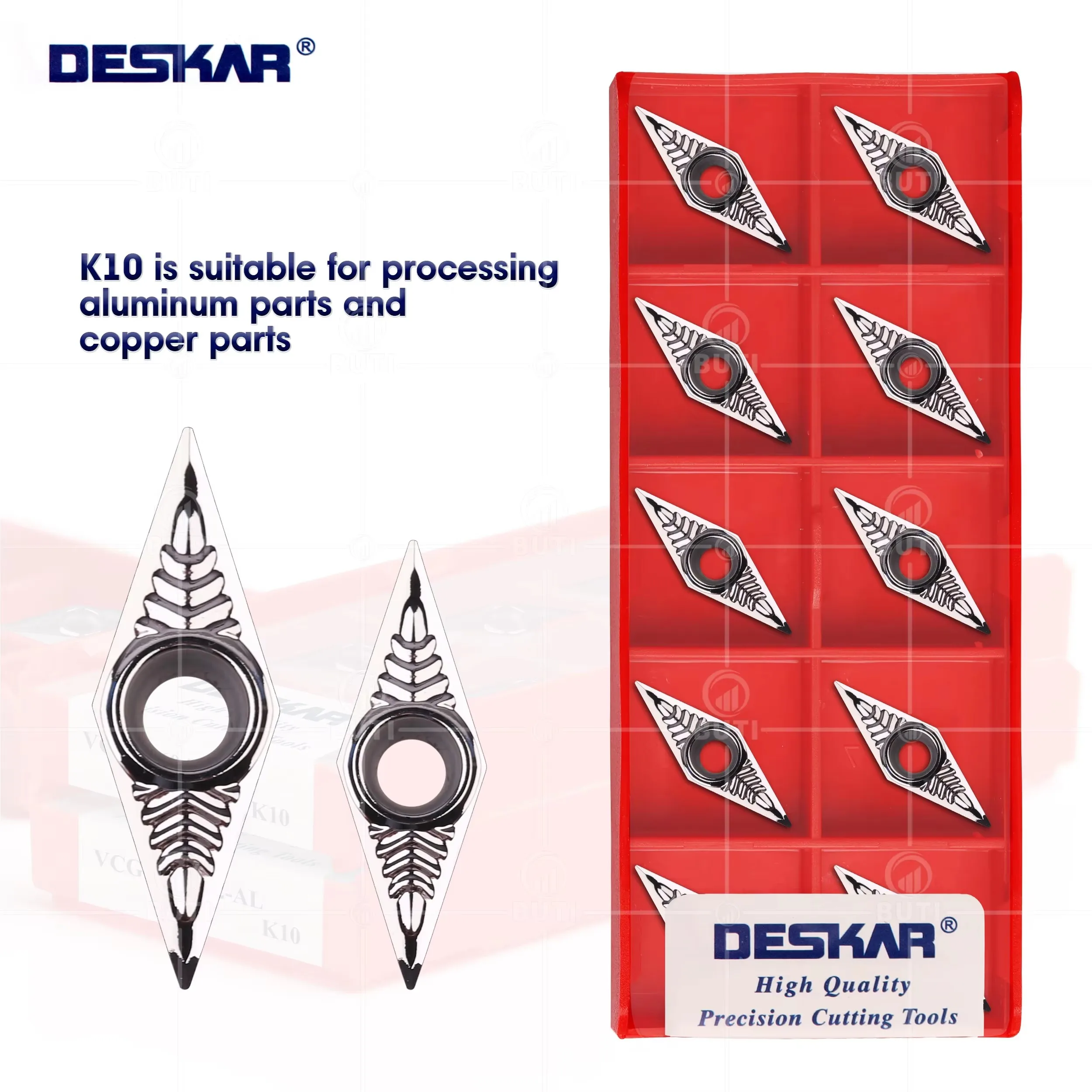 

DESKAR 100% оригинал VCGT110304 VCGT160404 VCGT160408 VCGT160402 AL K10 Лезвие из алюминиевого сплава Токарный станок с ЧПУ Износостойкое лезвие