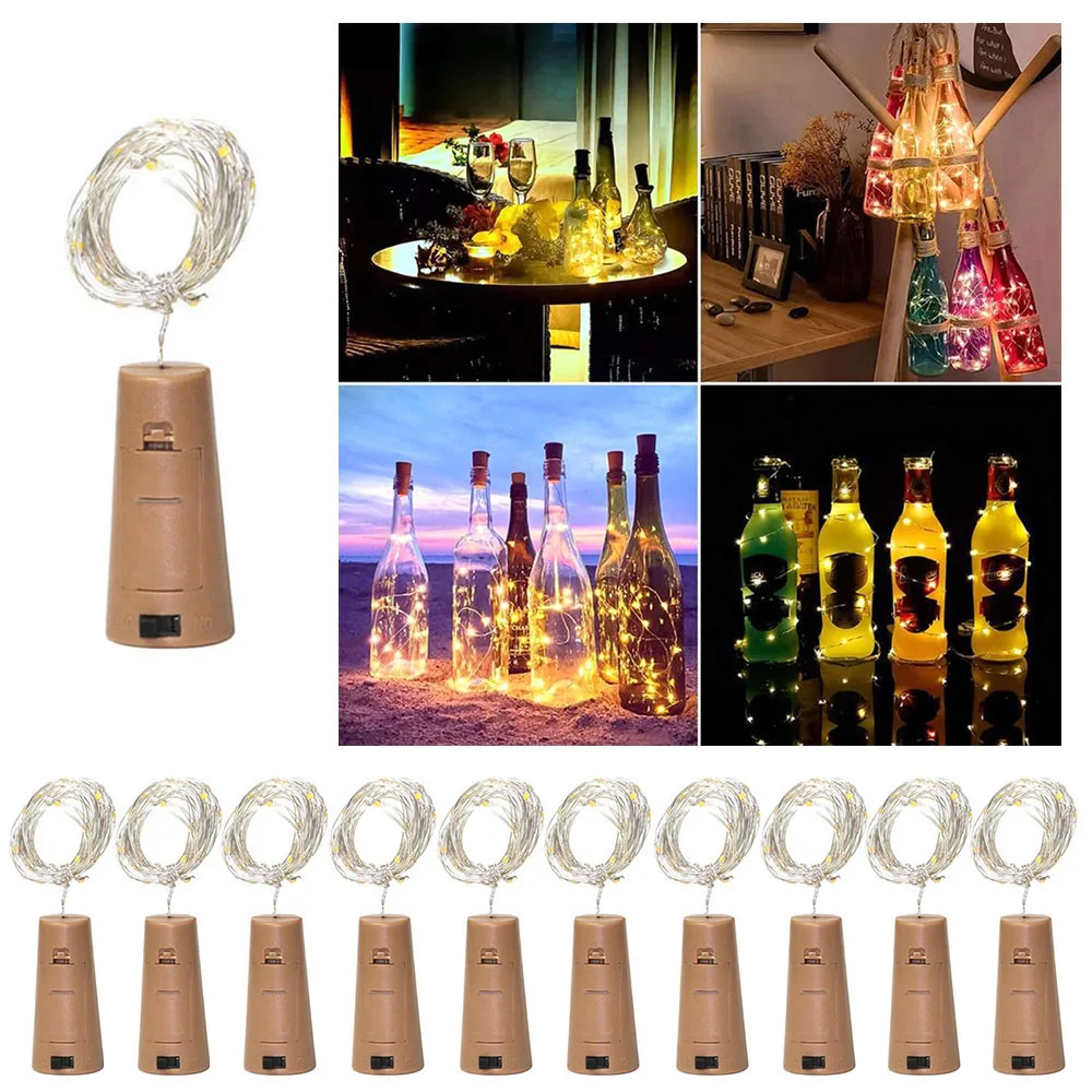 

Wine Bottle Cork Lights String 20 LED Fairy Lights Battery Power Party Wedding Christmas Halloween Decoration Bar Bottle Lights