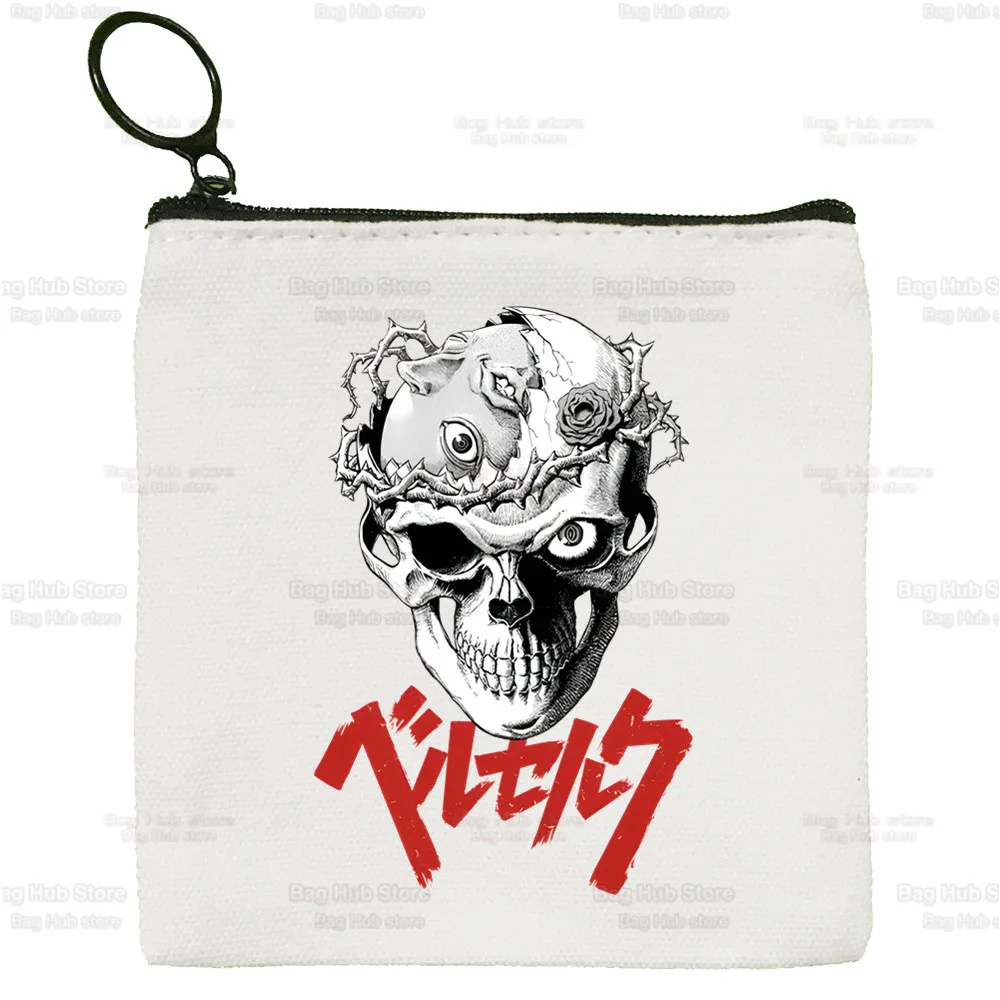 Berserk Anime Simple Canvas Coin Purse Cute Cartoon Key Case Guts Griffith Bag Coin Behelit Legend Sword Warrior Storage Bag