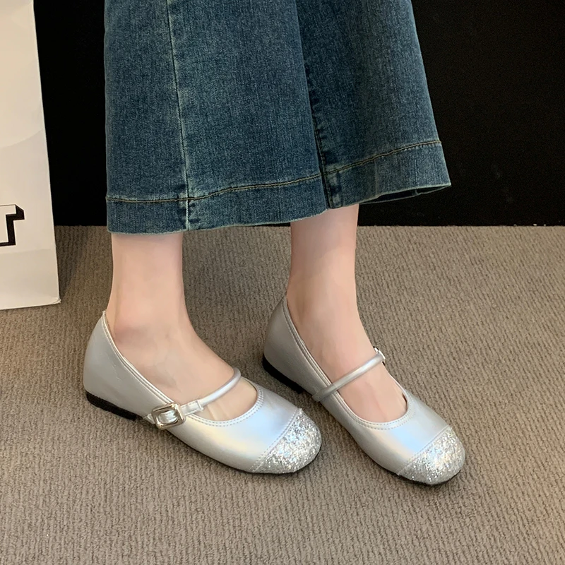 Женские туфли Мэри Джейн 2024 новые однотонные универсальные женские на плоской