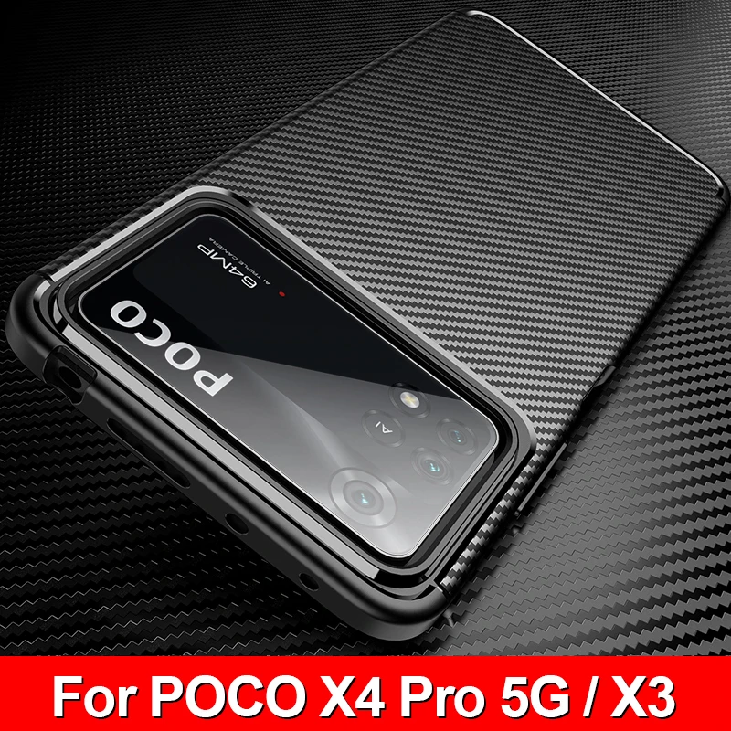 For POCO X4 Pro 5G M4 Pro Case Carbon Fiber Soft Cover for Xiaomi POCO X4 X3 NFC M3 Redmi Note 11S 11 Pro Global 10 10S 9 Case