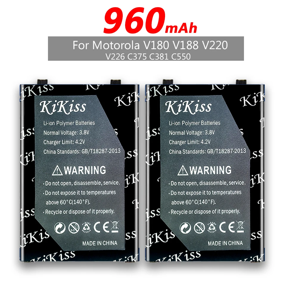 Сменный аккумулятор KiKiss 960 мАч AANN4285B для Motorola V180 V188 V220 V226 C375 C381 C550 |
