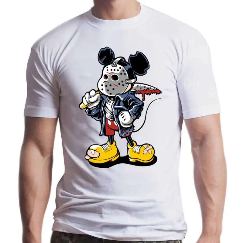 

Nueva camisa maníaco Micky. Camiseta divertida para hombre, camisa con máscara de ratón, cuchillo, sangre, regalo