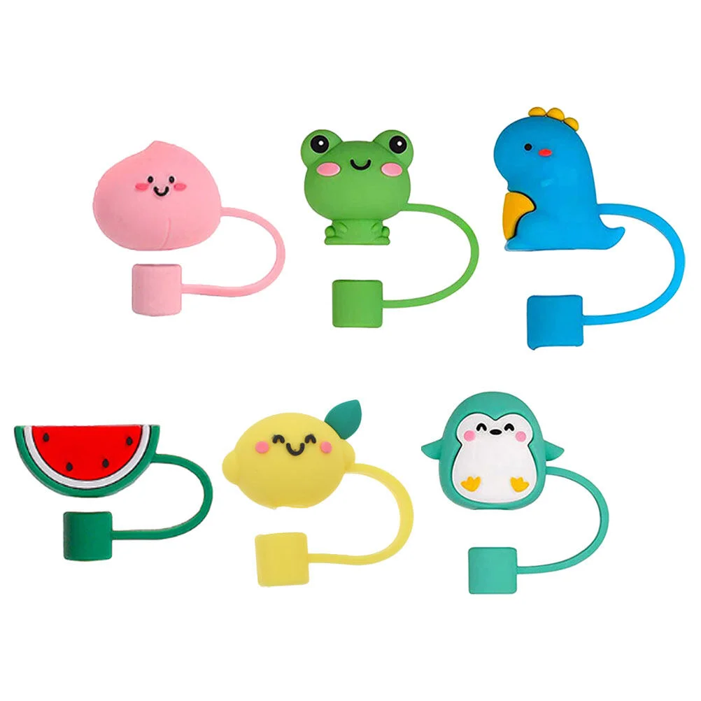 

6 Pcs Frog Silicone Straw Tips Lid Straws Tumblers Covers Cap Topper Caps Reusable Stopper