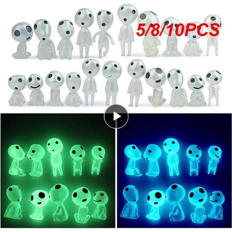 

5/8/10PCS Tree Spirits Blue Luminous Creative Landscape Figure Ornament Micro Miniature Statue Garden Accessories Wholesale