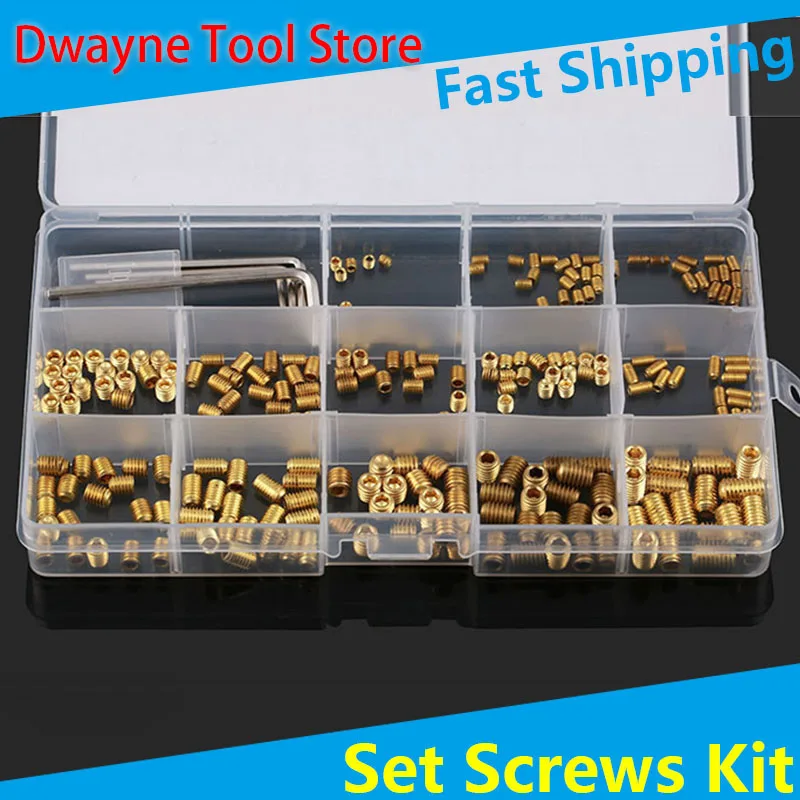 

Brass Nylon Black Alloy Steel Internal Hex Socket Drive Cone Dog Flat Cup Point Set Screw Assortment Kit Allen Head Grub Bolt