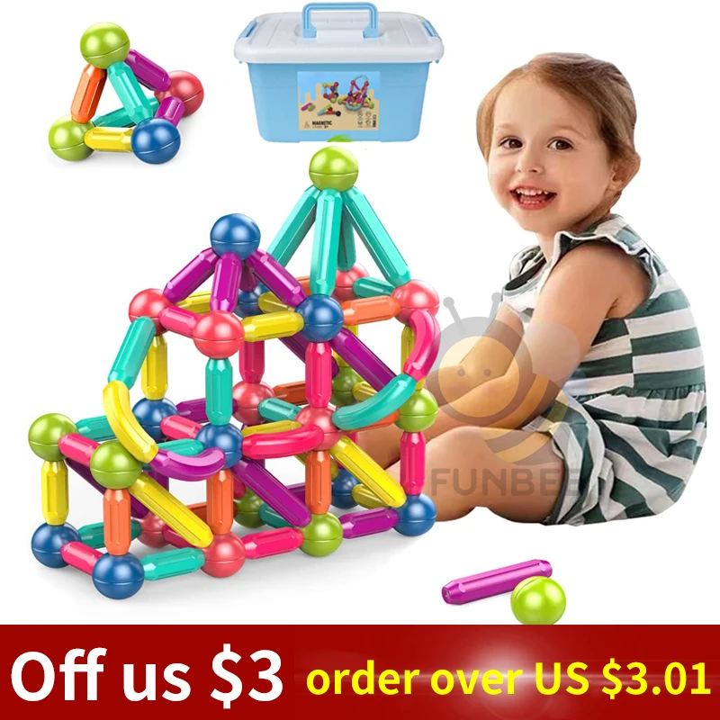 

Magnetic Constructor Blocks Set Toys for Kids Magnet Stick Rod Building Blocks Montessori Educational Toys For Children Boy Girl