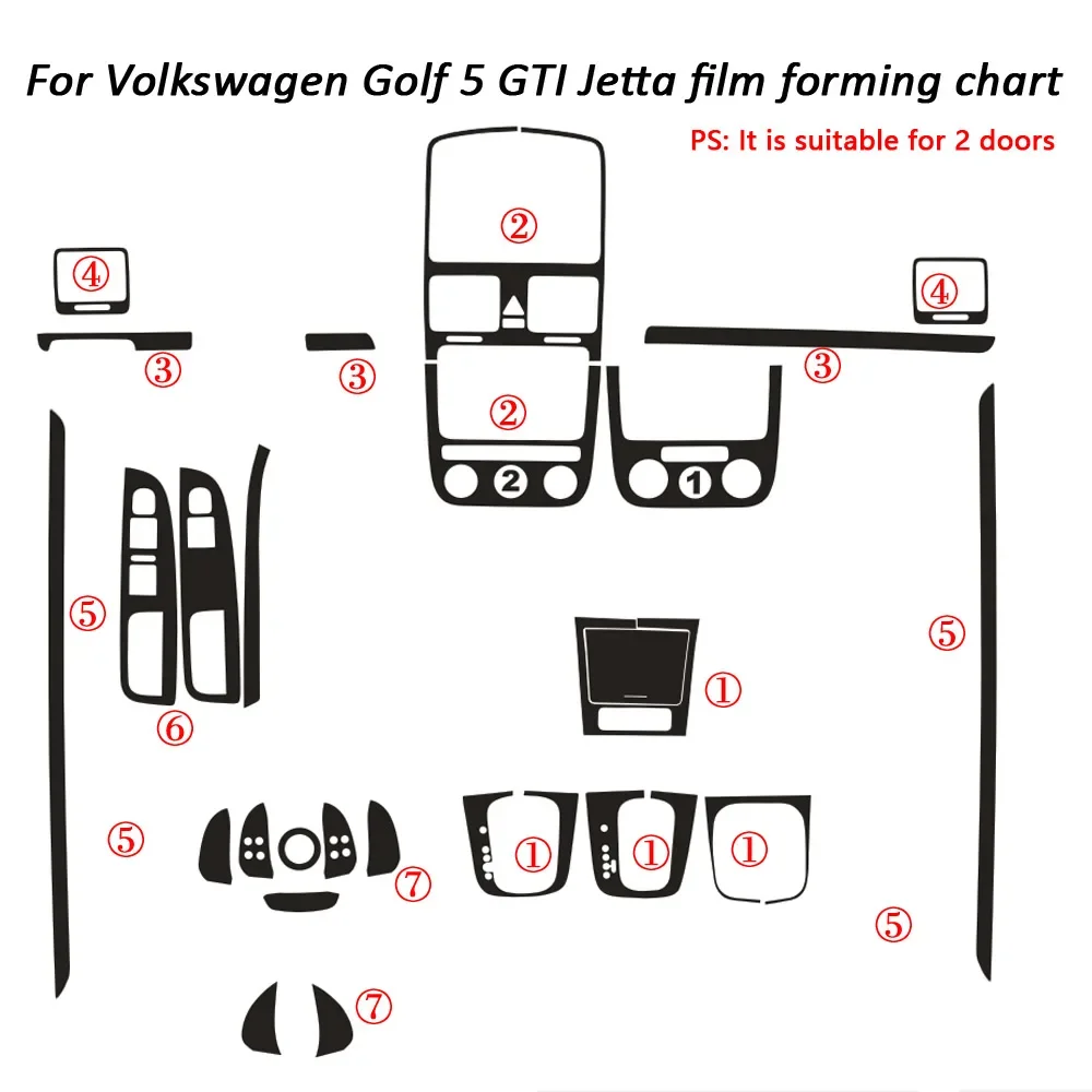 Фото Для VW Golf 5 GTI MK5 Jetta: наклейки из карбона на центральную панель управления и ручки дверей, аксессуары для стайлинга автомобиля №5