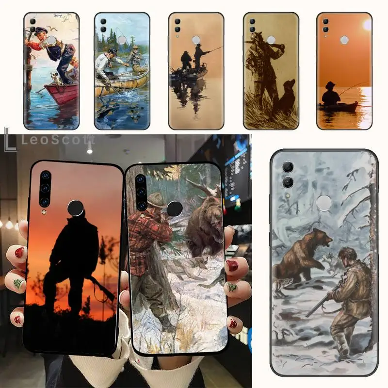 

Hunting animal and fishing retro art Phone Case For Huawei honor Mate 10 20 30 40 i 9 8 pro x Lite P smart 2019 Y5 2018 nova 5t