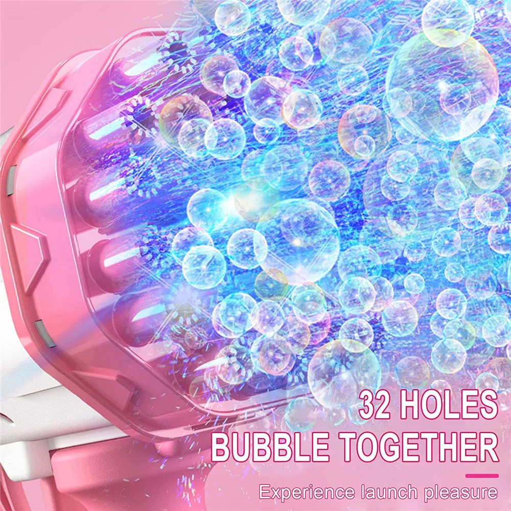 Bubble Bazooka Gun Rocket Soap Bubble Machine Automatic Gun Kids Electric Space Launcher Bubbles Gun With Light Children Gift