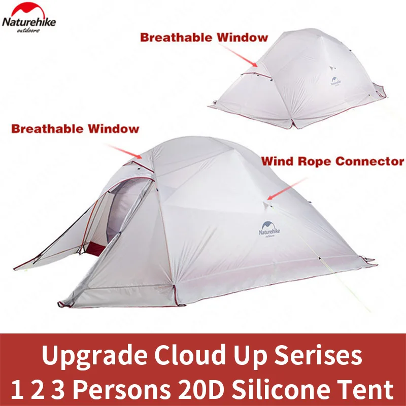 Naturehike Cloud Up Outdoor Camping Tent Ultralight 1 2 3 man 20D Silica Gel Single Double Persons Hiking With Free Mat |