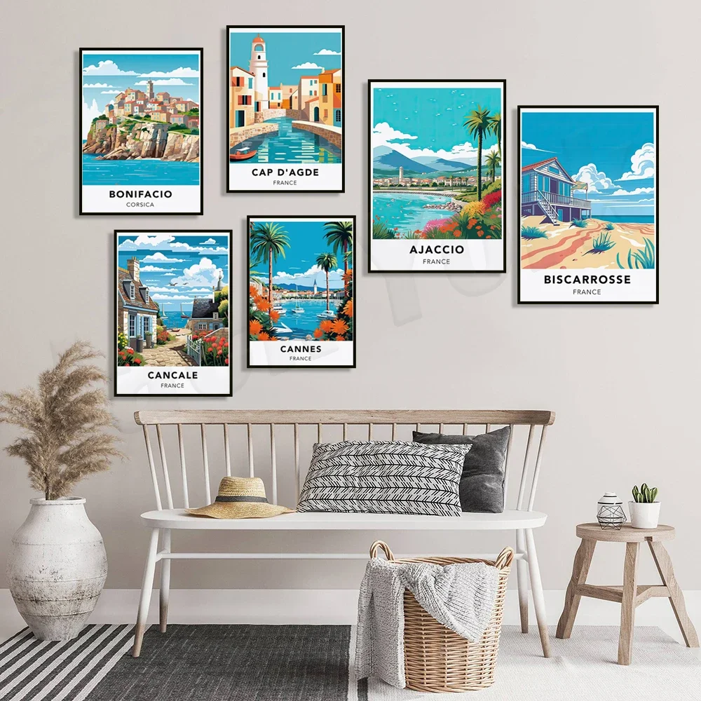 Arcachon Antibes Bastia Cancale Cap dɺgde Ajaccio Bonifacio Biscarrosse BANDOL постер с принтом Франция