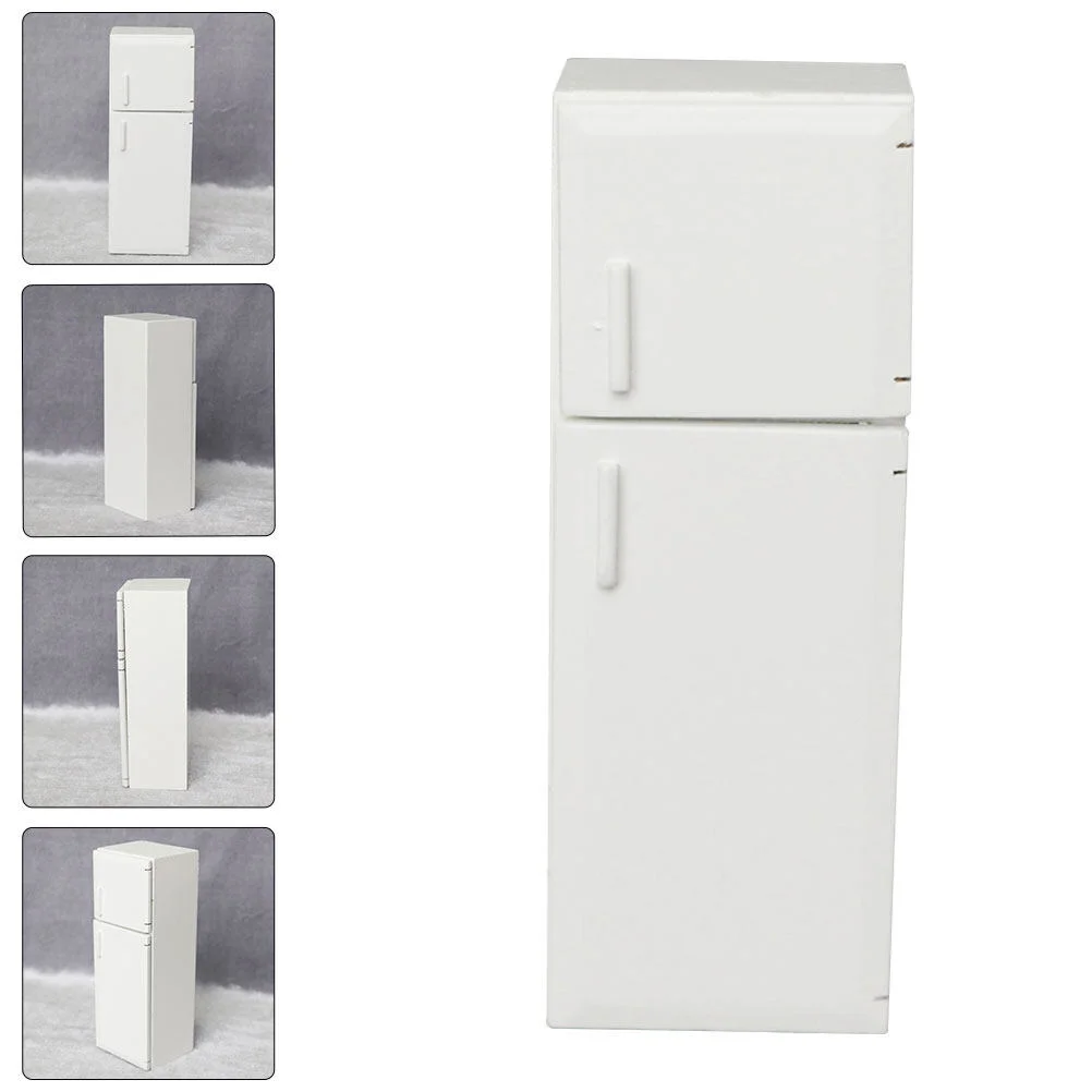 

Home Appliances Mini Refrigerator Toy Miniature Fridge Model Small Double Door Wooden House Micro Scene Toys