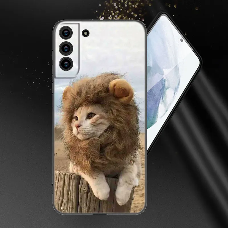 Lion Alpha Male Cub Phone Case For Samsung Galaxy S23 S22 S21 S20 Ultra FE S10E S10 Lite S9 S8 Plus S7 S6 Edge TPU Black Cover images - 6