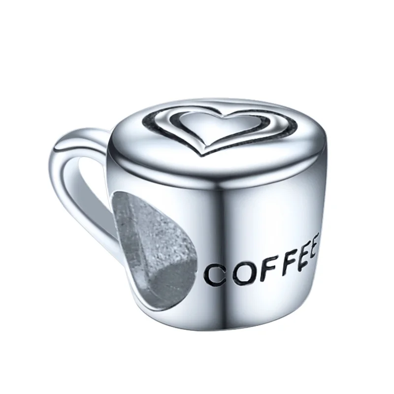 

New Arrival Coffee Cup Charms Beads 925 Sterling Silver Bead Fit Original Pandora Bracelets Bead Jewelry Making for Mother Gift