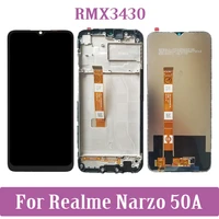 6 5 original display for realme narzo 50a lcd touch screen replacement digitizer assembly for narzo50a rmx3430 lcd with frame