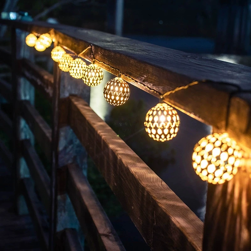 ANNISOUL  LED Solar Lights Hollow Hollow Style Lights String Lights Outdoor Garden Decorative Lights