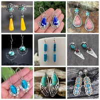 korean earings bohemian ethnic style silver color earrings ear hook fashion women jewelry wedding dangle drop wholesale