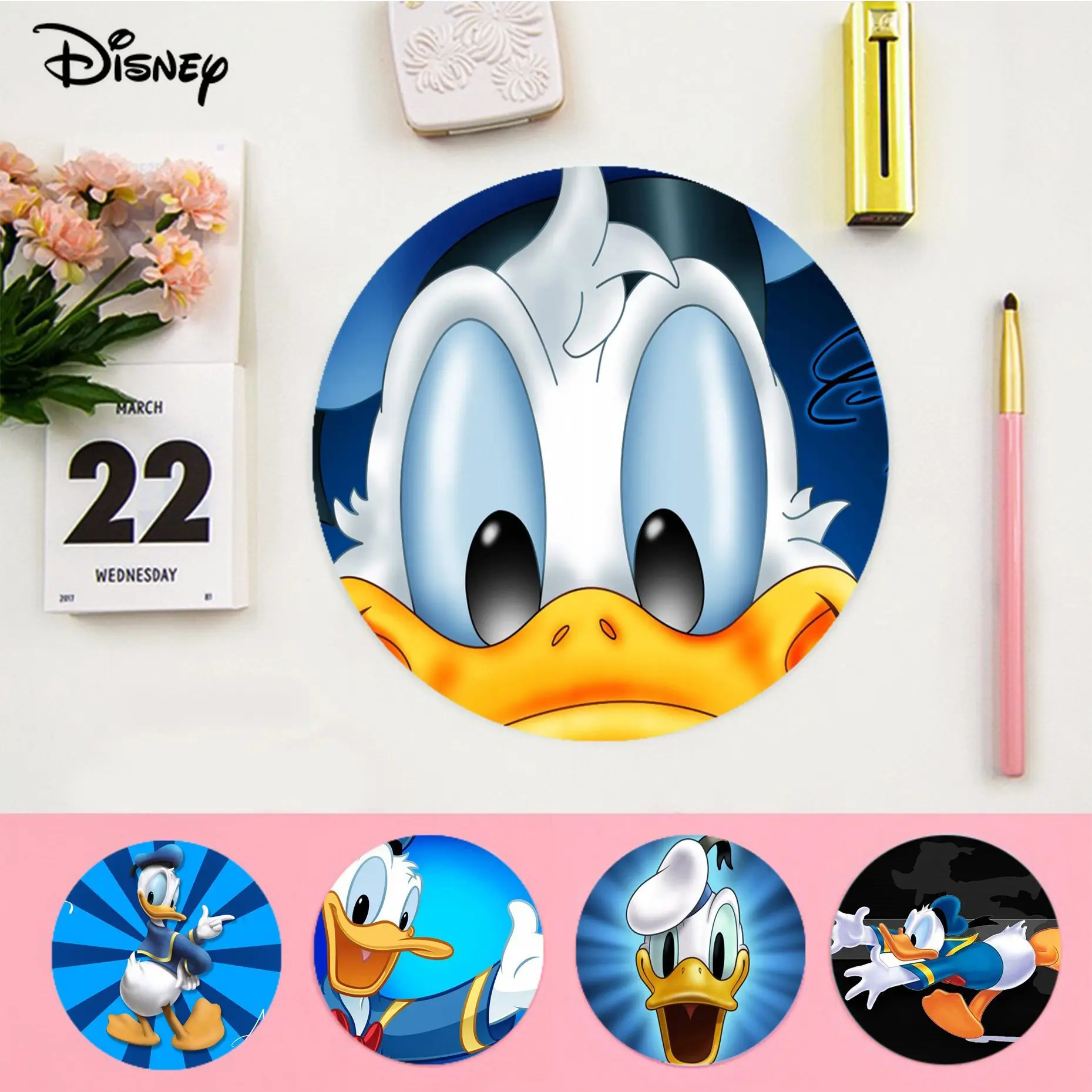 

Круглый коврик для мыши Disney «Дональд Дак», кожаный коврик для офисного компьютера, большой коврик для мыши с клавиатурой, коврик для ноутбука