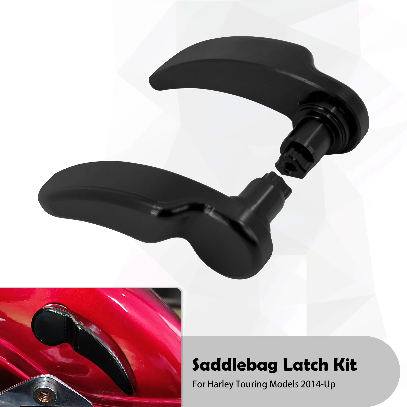 

Мотоцикл черный седельная сумка защелка комплект подъемник для Harley Touring Ultra Limited CVO Electra Street Glide Road King FLHR 2014-2023