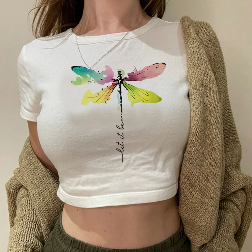 Укороченный женский топ с принтом бабочек в стиле 90-х