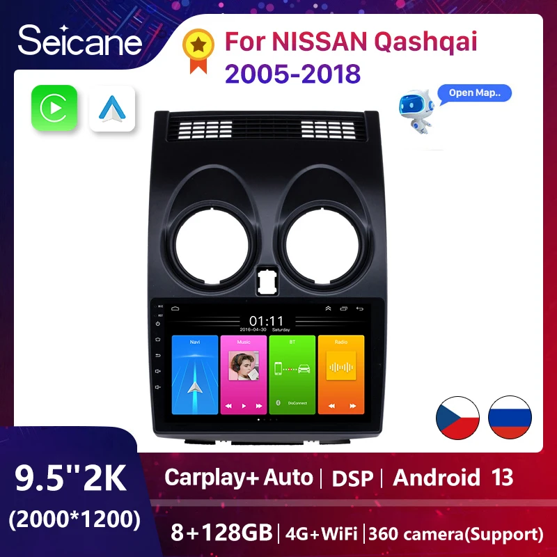 

Автомобильный мультимедийный плеер с голосовым ИИ радио Android 13 Carplay для Nissan Qashqai J10 2006 2007 2008 2009-2013 wifi 4G 2din GPS