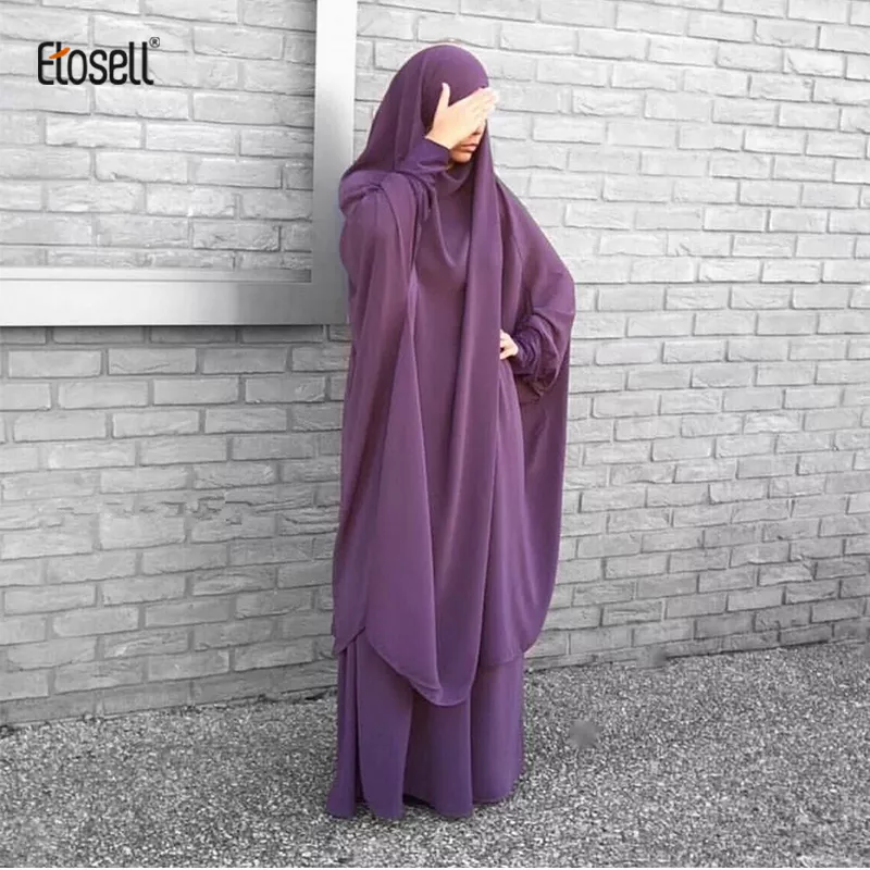 Etosell donne con cappuccio Hijab musulmano vestito Eid preghiera indumento Jilbab Abaya lungo Khimar copertura completa abito Ramadan Abaya panno islamico