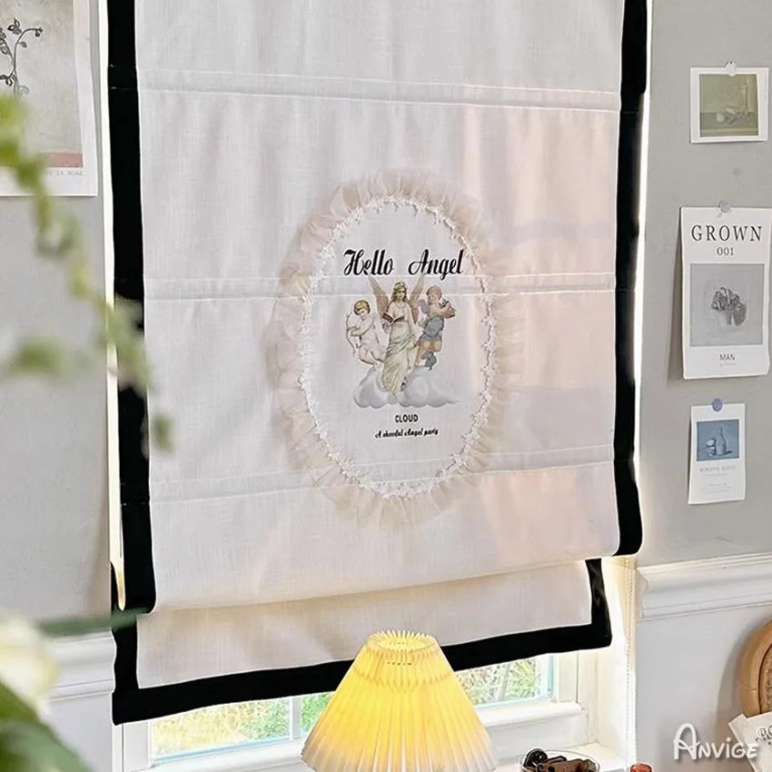 Мультяшные белые с черной каймой плоские римские затемнения индивидуальные