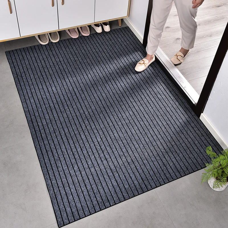

Thickening Long Kitchen Mat Anti Slip Stripe Grey Waterproof Oilproof Area Rugs Hallway Door Floor Mats Mall Entrance Doormat