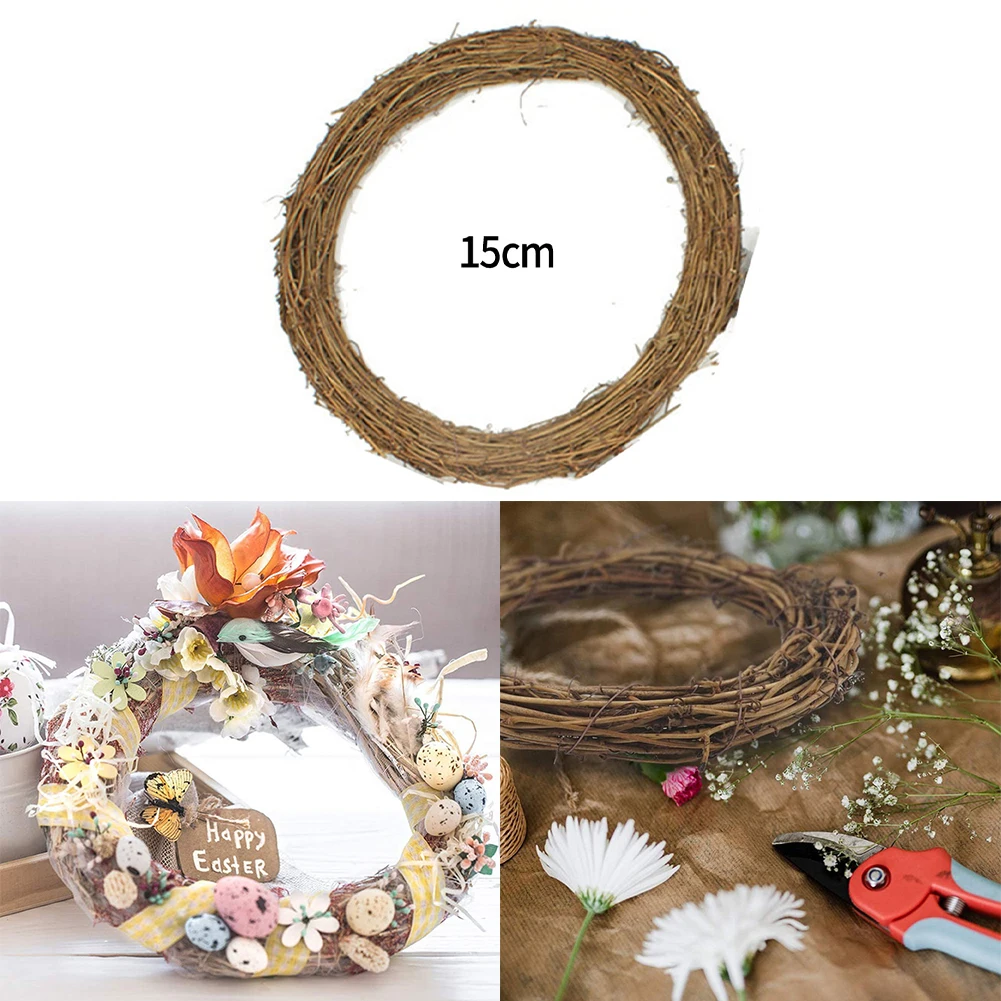 

Flowers Grapevine Wreath Branch Vine Wreath 15cm Diameter Base DIY Handcraft Set Rattan Wood For Different Holidays