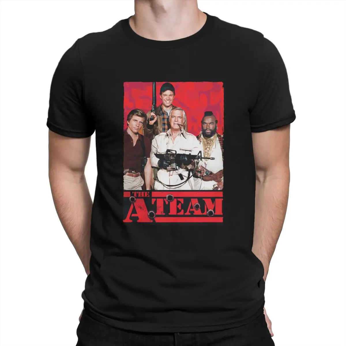 

80's TV Program Show T Shirt for Men 100% Cotton Amazing T-Shirt Crew Neck The A-Team Tees Short Sleeve Tops Unique