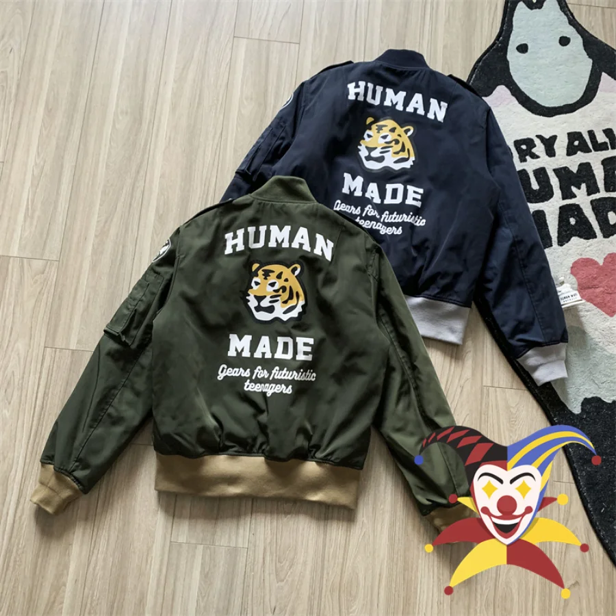 

HUMAN MADE Bomber Jacket Men Women MA1 Tiger Head Plus Cotton Air Force Jacket College Coats Varsity