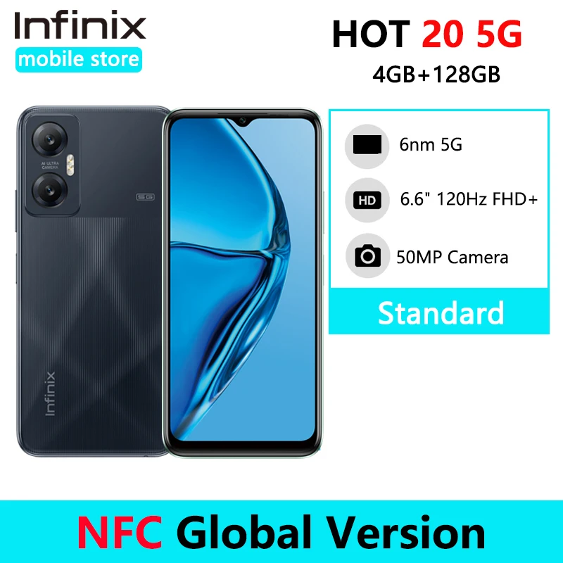 Global Version infinix Hot 20 5G NFC Smartphone Dimensity 810 6nm 5G Processor 6.6
