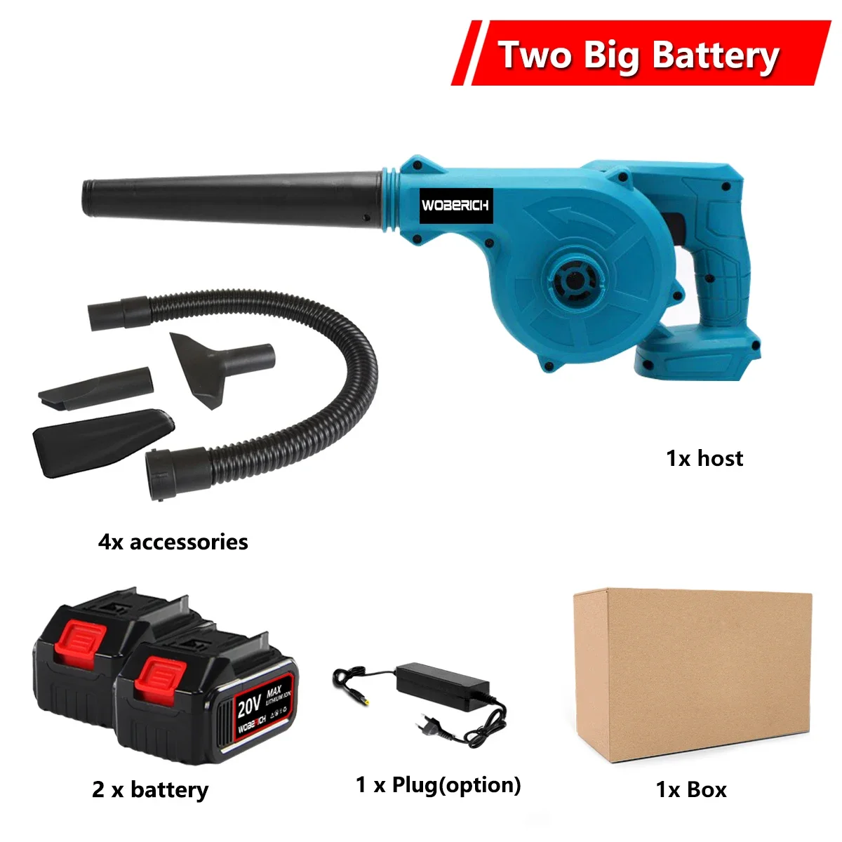 

Беспроводная воздуходувка 2 в 1 WOBERICH для Makita