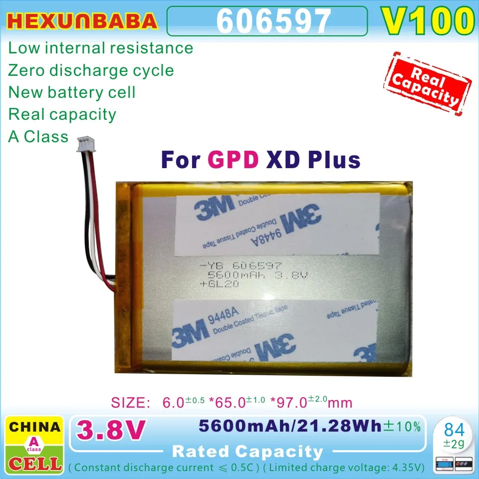 [V100] 3 8 V 5600mAh 606597 литий-ионный полимерный аккумулятор для GPD XD Plus Портативный