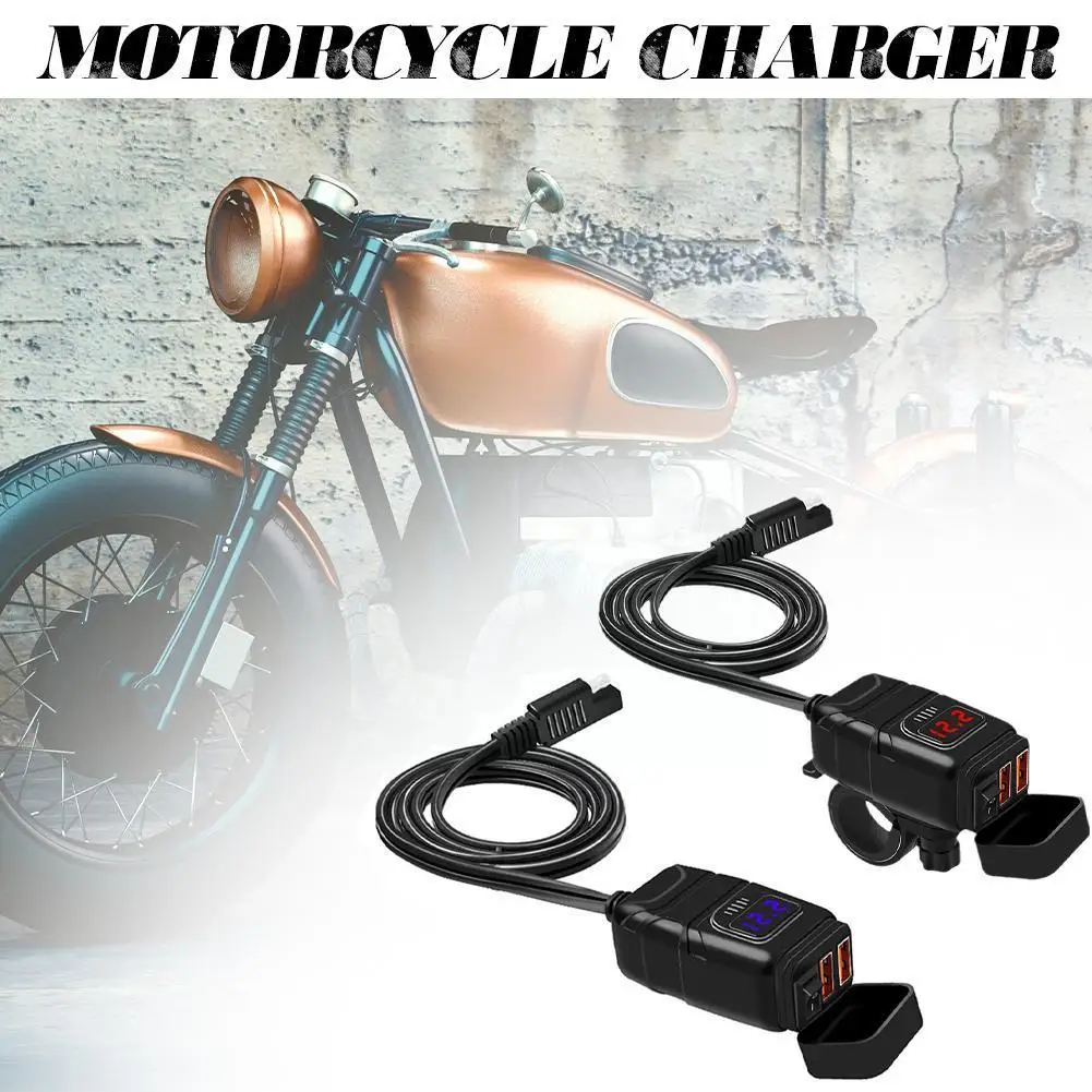 

Motorcycle Dual USB Mobile Phone Charger 12V Fast Charge Waterproof Accessories Digital Voltage Display Car With Modificati Z0X9