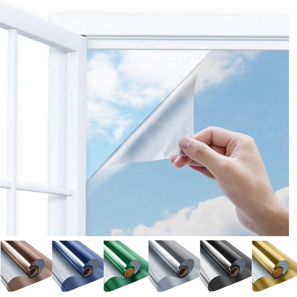 

One Way Vision Window Film Stained Daytime Privacy Mirror Reflection Self Adhesive Window Tint for Home Solar Heat Insulation