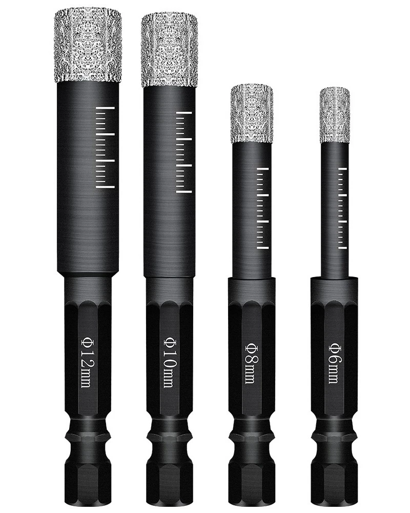 

Алмазные сверла с шестигранным хвостовиком, 1/4 дюйма, 6-12 мм