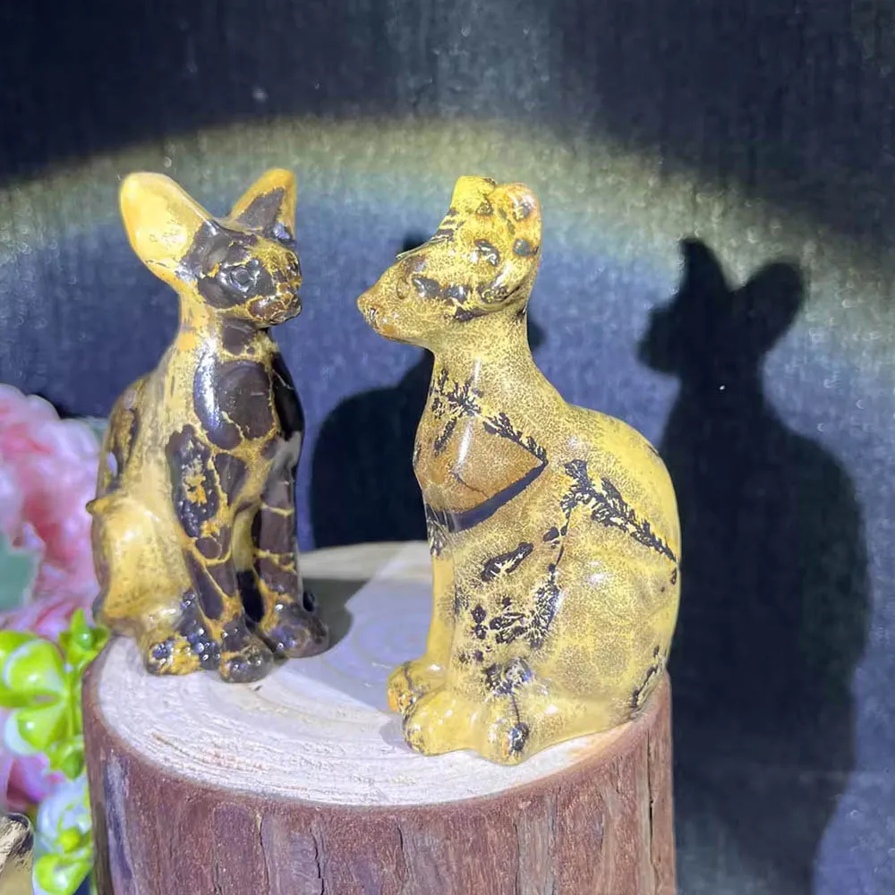 1 шт. статуэтка кошки и животных из искусственной яшмы