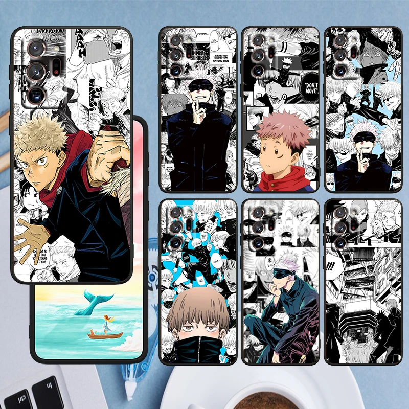 

Jujutsu Kaisen Comic Anime Phone Case Black For Samsung A73 A70 A20 A10 A8 A03 j7 j6 Note 20 10 9 Ultra Lite Plus F23 M52 M21