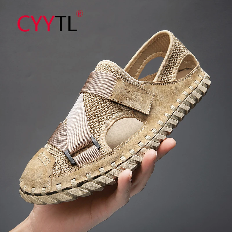 

Сандалии CYYTL мужские сетчатые, летние шлепанцы с закрытым носком, без застежки, Спортивная уличная пляжная обувь, Повседневные тапочки для в...