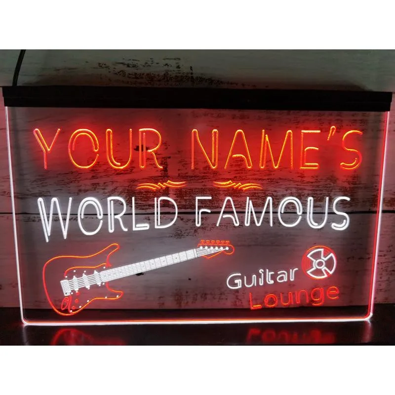 

Name Personalized Guitar Lounge Beer Bar Pub Room Dual Color LED Neon Sign