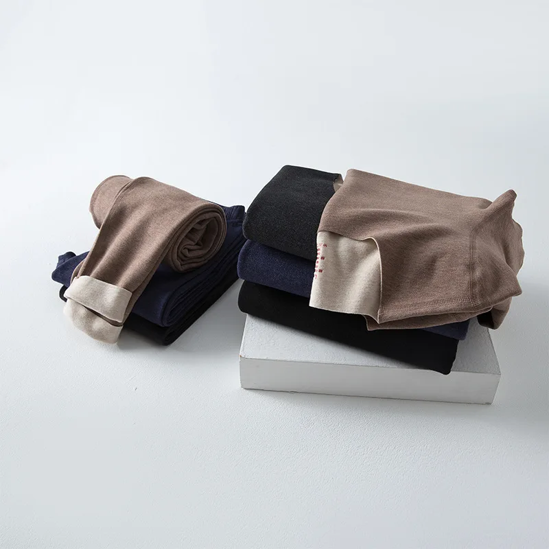 New Autumn and Winter Men's Autumn Clothes and Pants Set Thickened Warm Darlon Pajama Set Thermal Underwear Solid Color Men