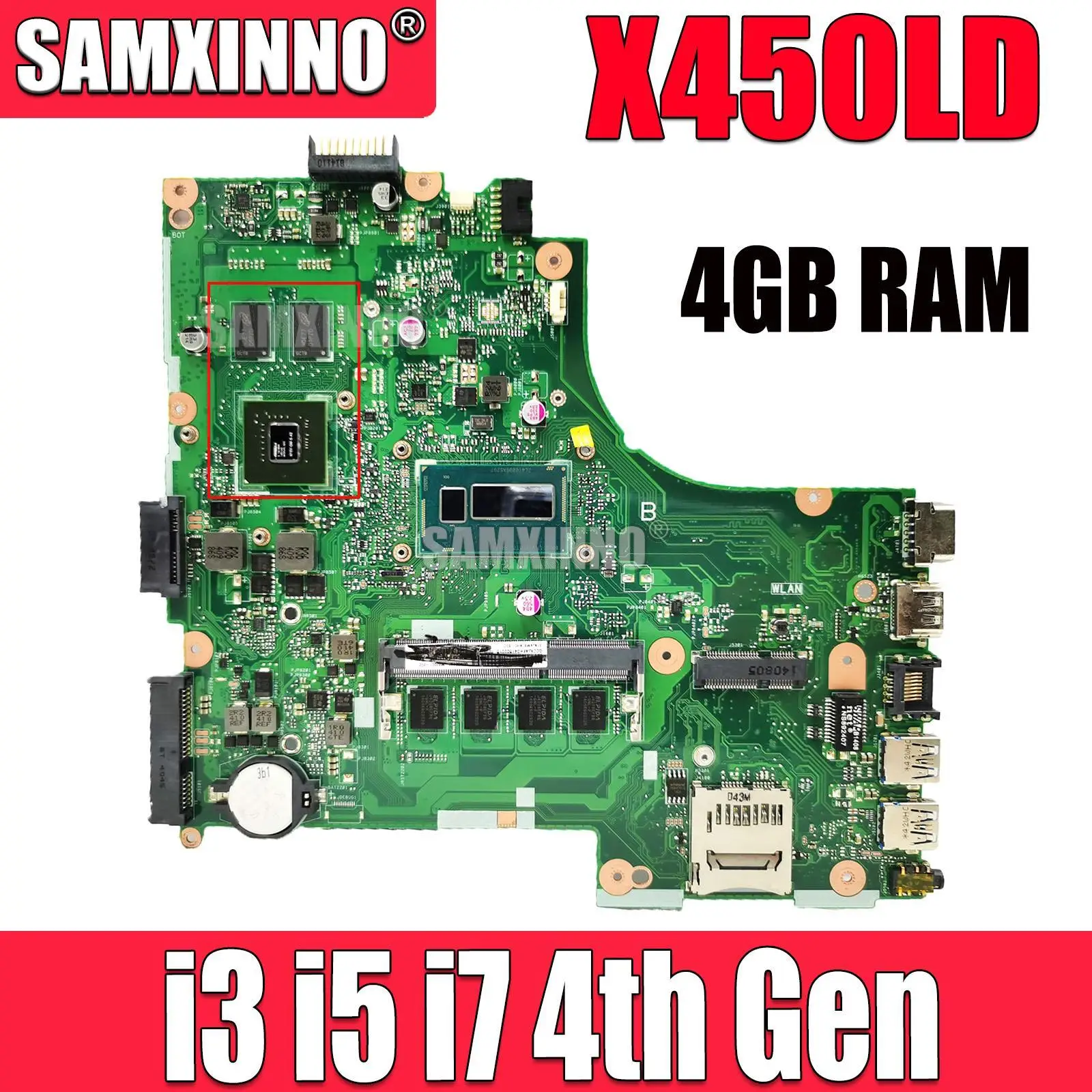 

X450LD Laptop Motherboard I3 I5 I7 CPU 4GB RAM GT820M GT840M GPU For ASUS X450LC X450L X450LB X450LN Mainboard 100% Work Tested