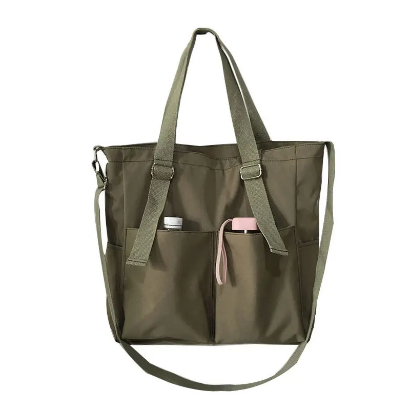 

2023 New Women's Shoulder Bag Double Pocket Multifunction Zipper Handbags Nylon Waterproof Large Capacity Tote Bag For Women